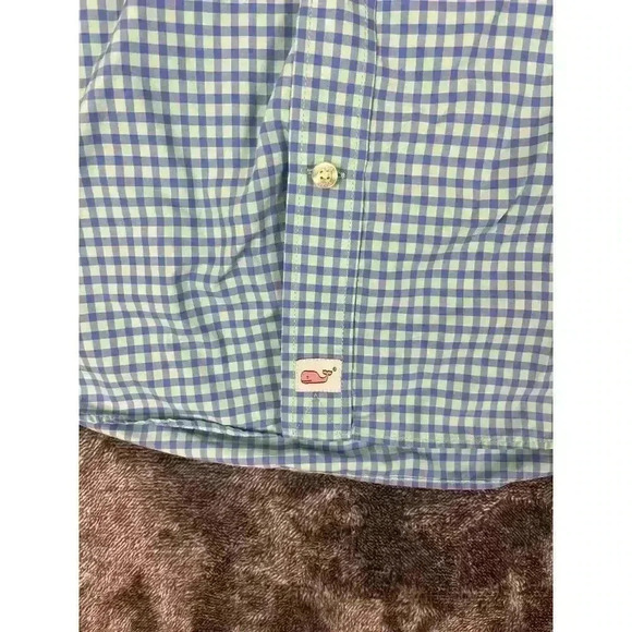 Vineyard Vines Performance Classic Fit Murray Button Up Shirt Men's L Blue Plaid - Picture 4 of 12